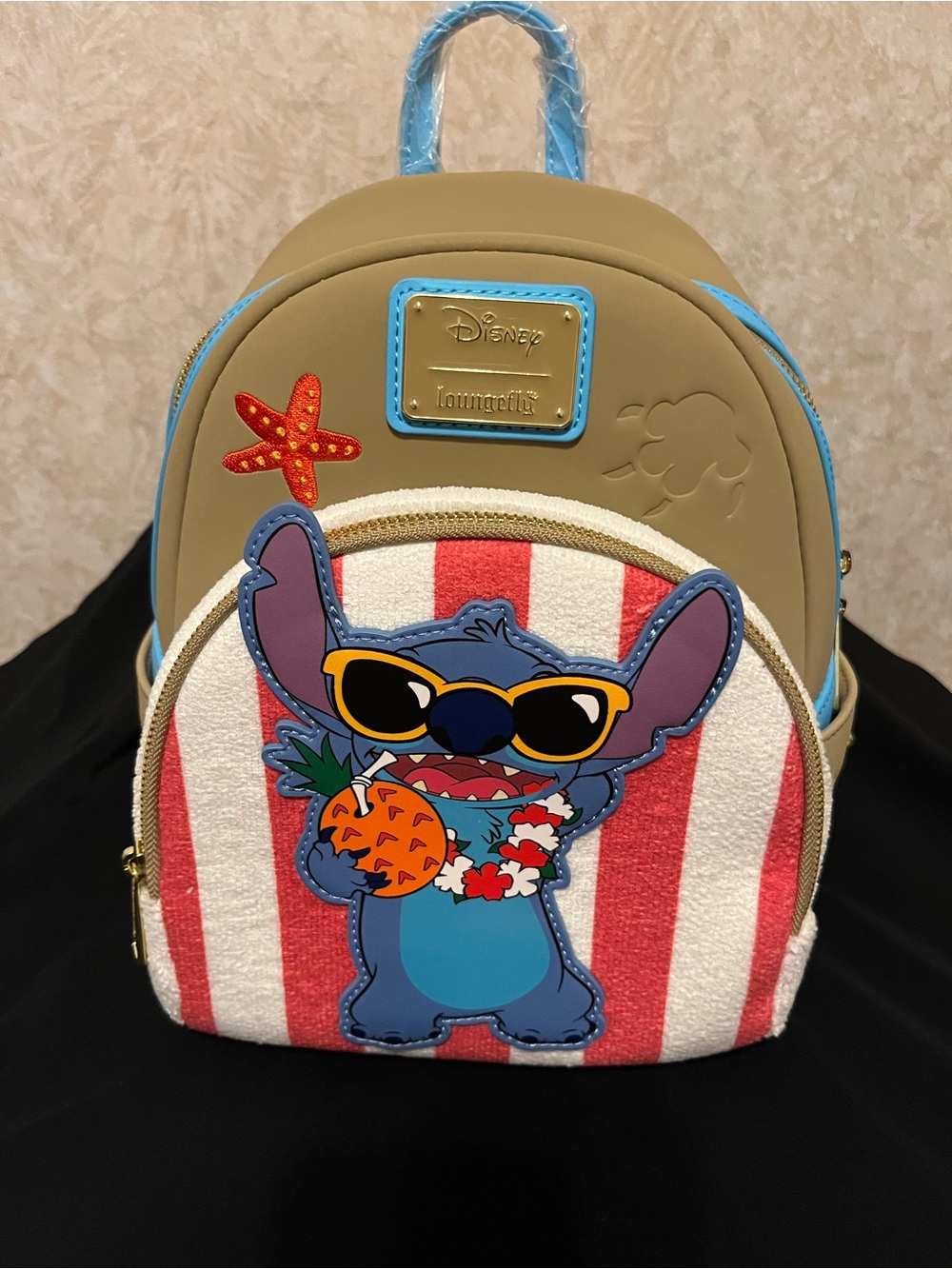 Loungefly Disney Stitch Pineapple Mini Backpack in Tan and Blue